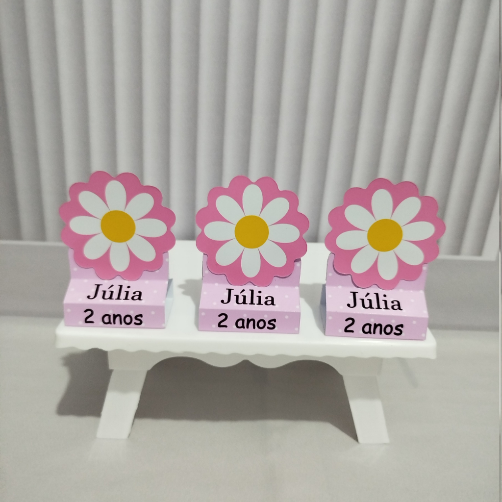 PORTA BIS DUPLO PERSONALIZADO, MARGARIDA ROSA (PEGUE E MONTE) LEMBRANCINHA/ANIVERSÁRIO/DECORAÇÃO/FESTA INFANTIL