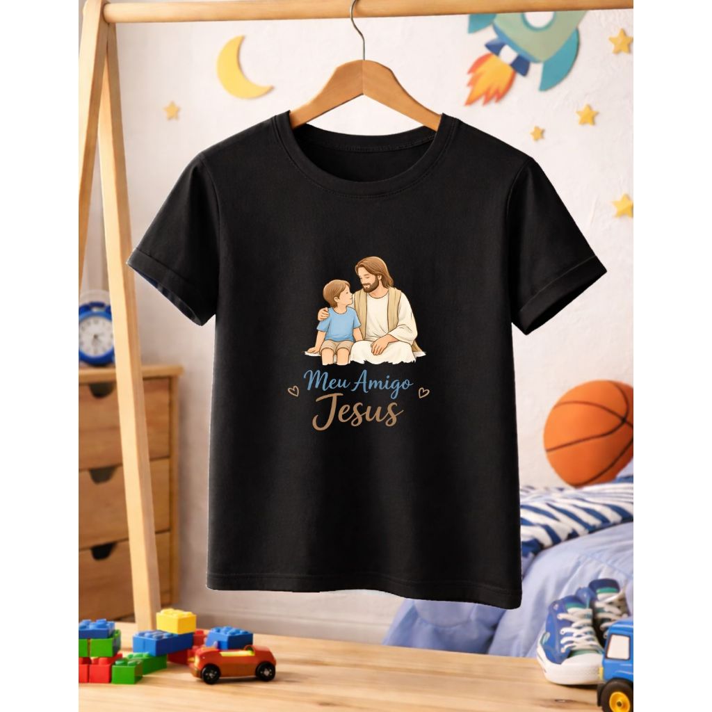 Camiseta Infantil Menino Cristã “Meu Amigo Jesus” – Religiosa – Fé – Presente para Menino — imagem 2 de 2