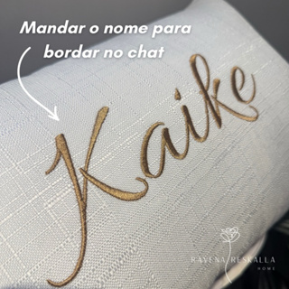 Almofada Com Enchimento Bordada Personalizada Nome Baguete 50x30 Linho Veludo Cama Posta em Oferta na Shopee