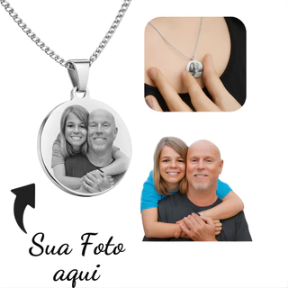 Colar com medalha e foto gravada