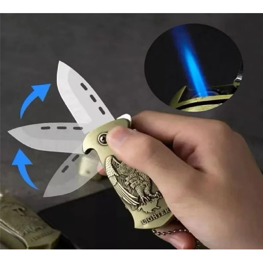 Isqueiro Canivete Maçarico 4 em 1 com Abridor e Chaveiro Isqueiro enviado com temas sortidos e sem gás em Oferta na Shopee