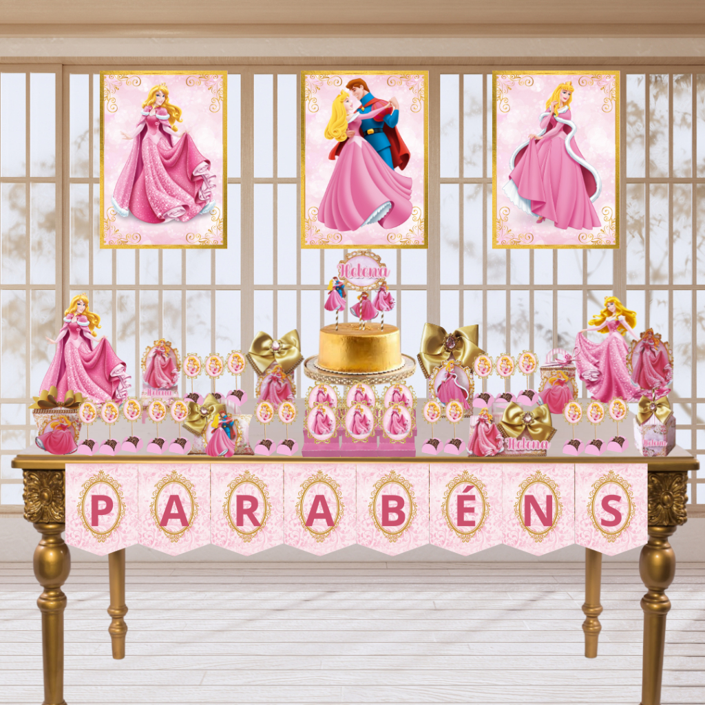 KIT FESTA A BELA ADORMECIDA PERSONALIZADO SÓ UM BOLINHO | MÊSVERSÁRIO ANIVERSÁRIO | 100 ITENS | LEMBRANCINHA