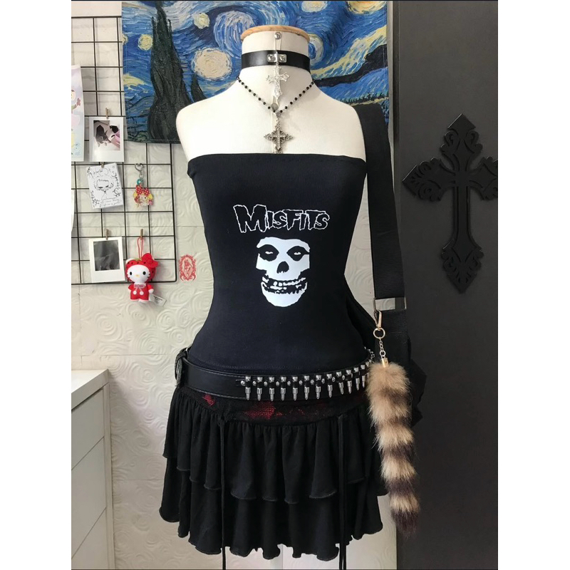 Tube Top Misfits - Slim Fit, Punk, Gótico, Alternativo, Y2k, Grunge, Banda em Oferta na Shopee