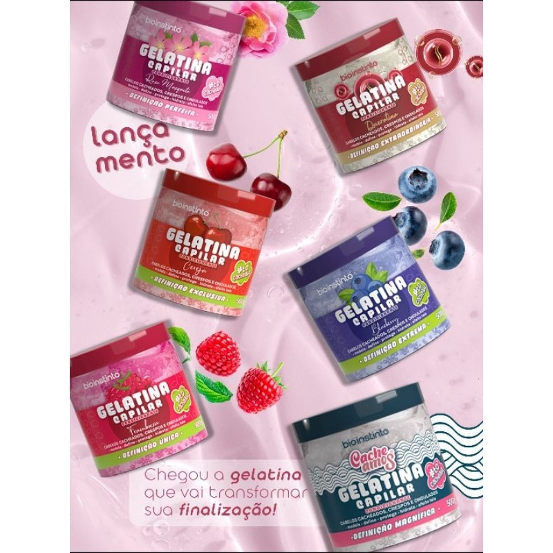 Bio Instinto Gelatina Capilar Modeladora Cachos Definição Extra Sem Sal 500g Para Cabelos Cacheados Crespos e Ondulados