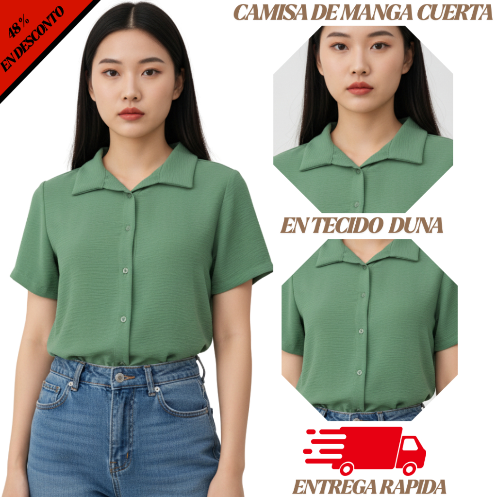 Blusa Camisa Feminina Social Elegante Confortável Tecido Duna Não Amassa Trabalho Escritório M/G/GG