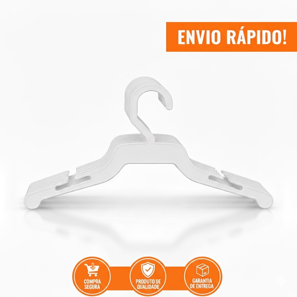 Kit 50 100 150 200 300 Cabides Infantil Para Roupas Bodys de Plástico Bebê Pets Branco Off-White em Oferta na Shopee