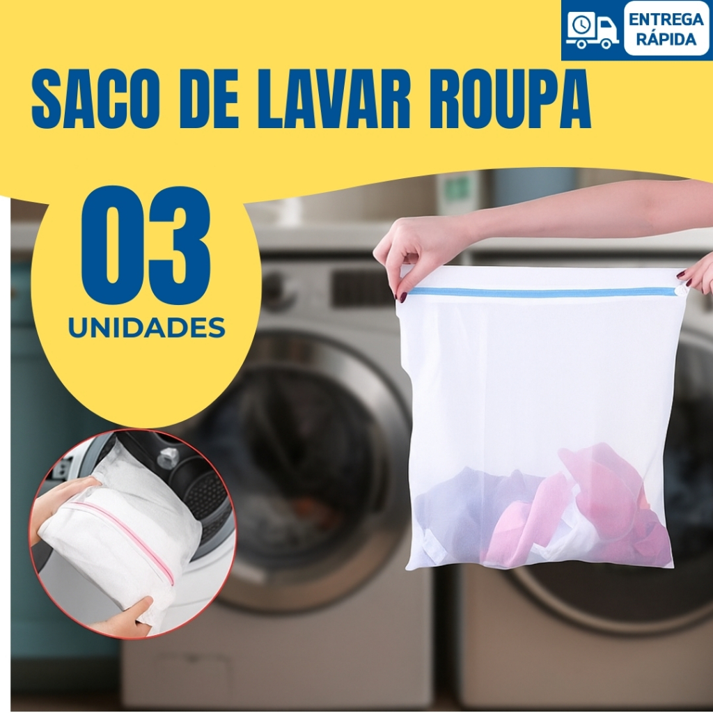 Kit Saco Lavar Roupa 30 x 40 Sacos para Lavadora Maquina Roupa Delicada Intima Tanquinho