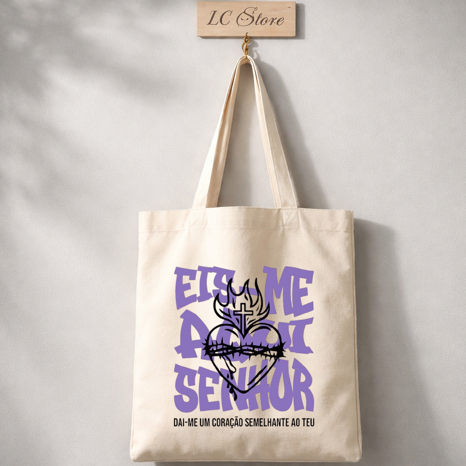 Bolsa Ecobag Eis Me Aqui Senhor Moda Religiosa Igreja Tendência Cristão Lançamento em Oferta na Shopee