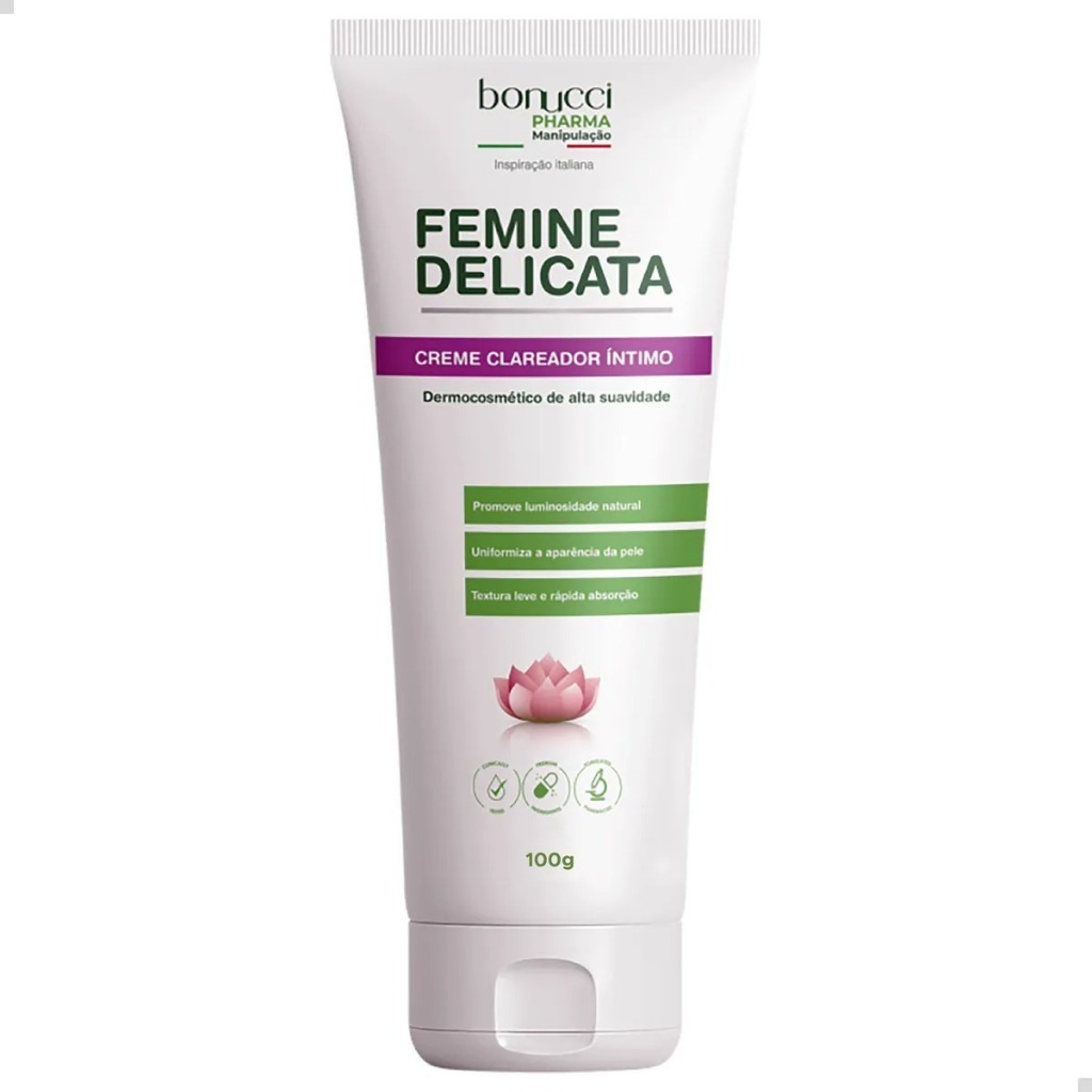 FEMINA DELICATA 100G CLAREADOR CORPORAL AREAS INTIMAS E SENSIVEIS TEXTURA LEVE HIDRATANTE