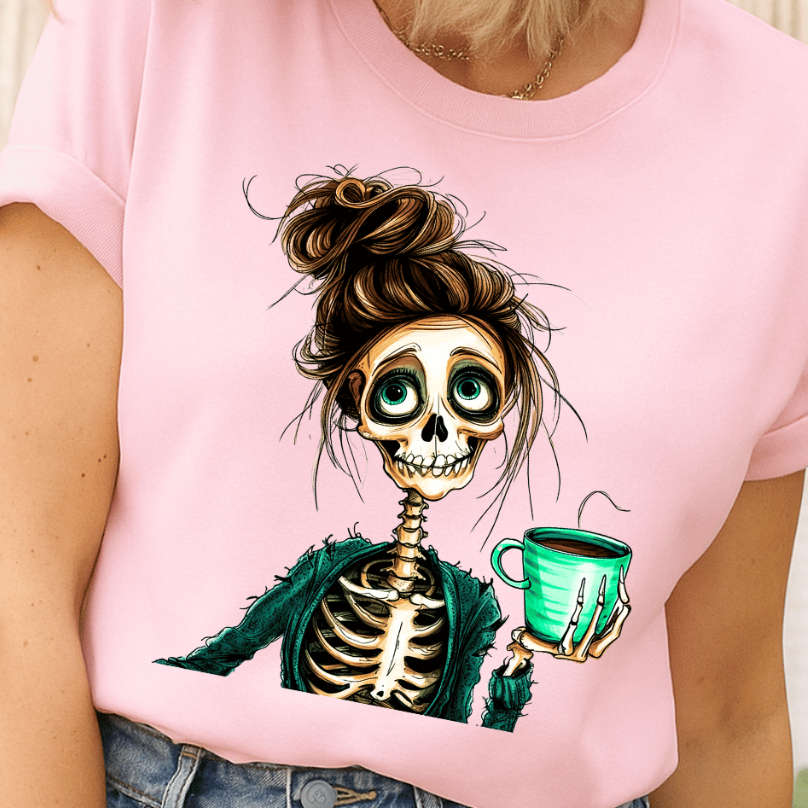 Camiseta Feminina Estampa de Caveira Mulher Verão Halloween Blusa Algodão em Oferta na Shopee