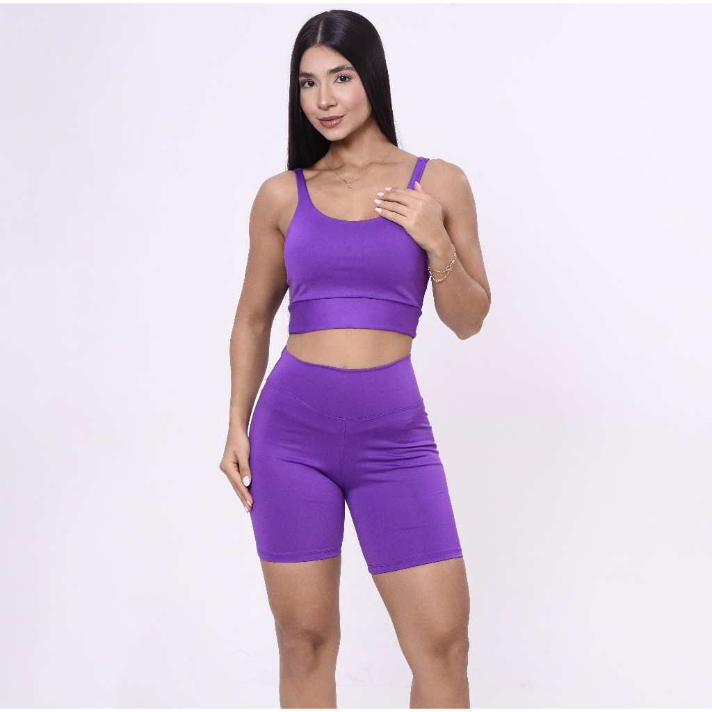 Conjunto Fitness Short + Cropped Alta Sustentacao Zero Transparência