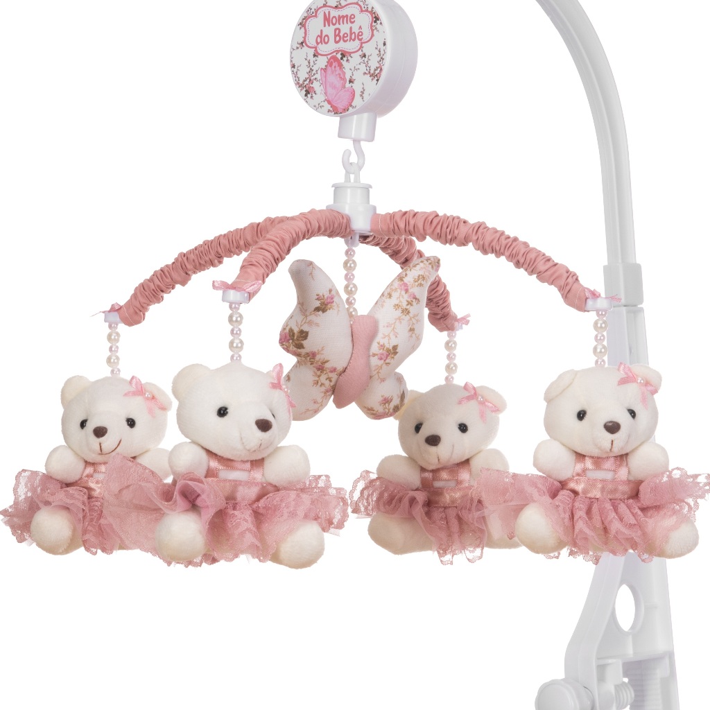 Mobile Para Berço Musical Giratório Princesa Borboleta Rosé em Oferta na Shopee
