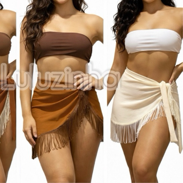 SAÍDA DE PRAIA COM FRANJAS Saída de praia pareô verão piscina em Oferta na Shopee