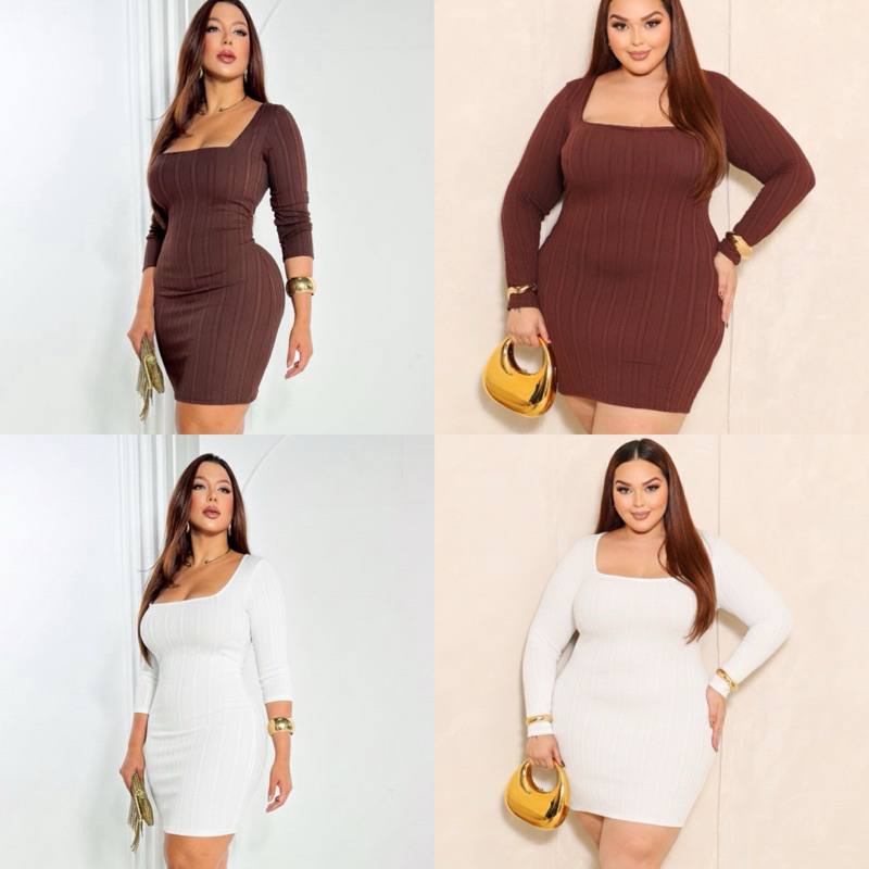 Vestido Lari Slim E Plus Size 46/48 Ribana Moda Gringa Moda Blogueira Moda outono Inverno