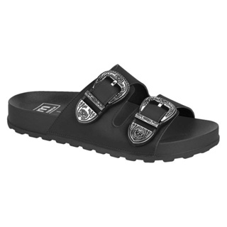 Sandalia Moleca Feminina Slide Preta Com Fivelas Com Nota Preto Liso Confortavel Elegante Juvenil em Oferta na Shopee