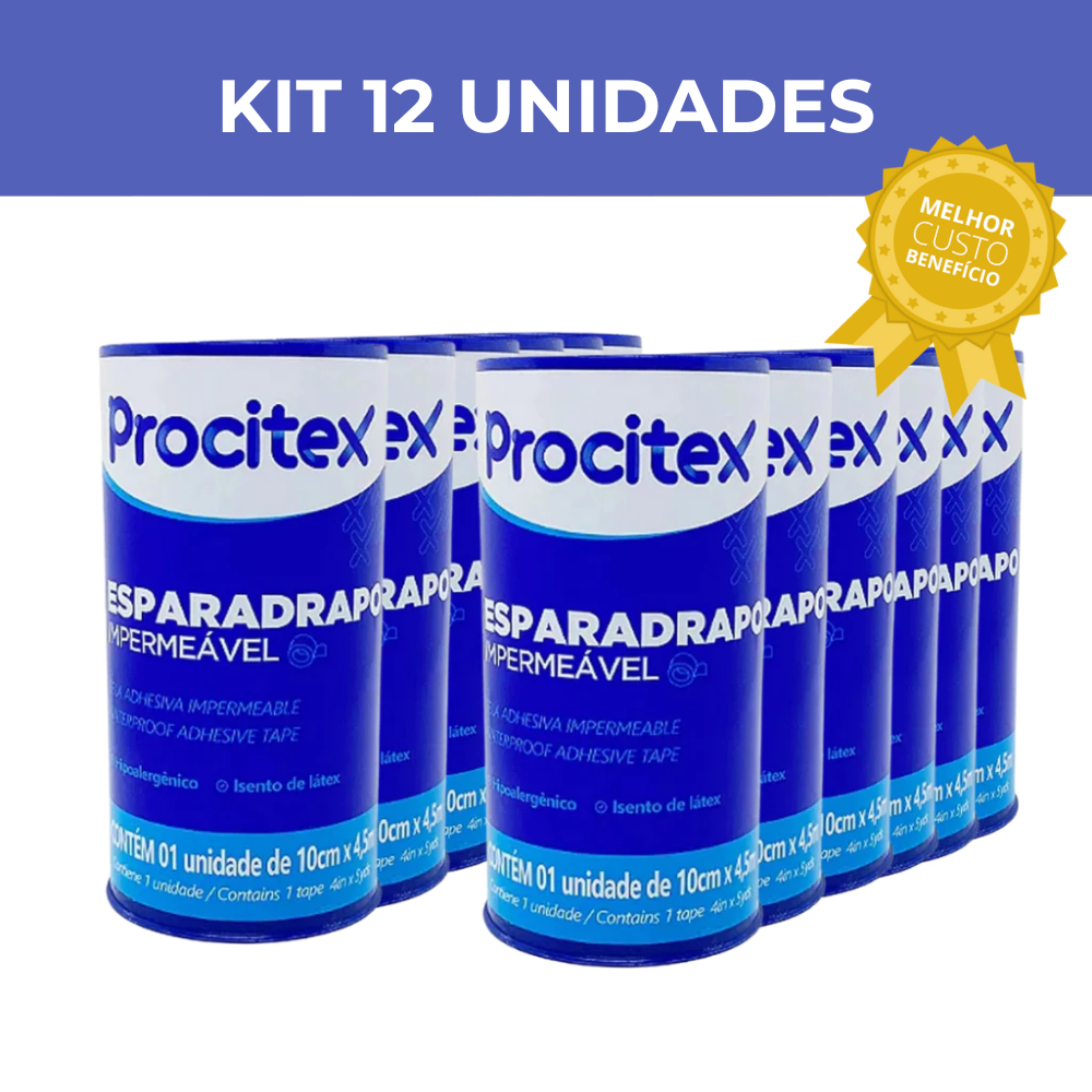 Esparadrapo Impermeável 10cm x 4,5m Procitex-Cremer (Kit 12 Unidades) em Oferta na Shopee