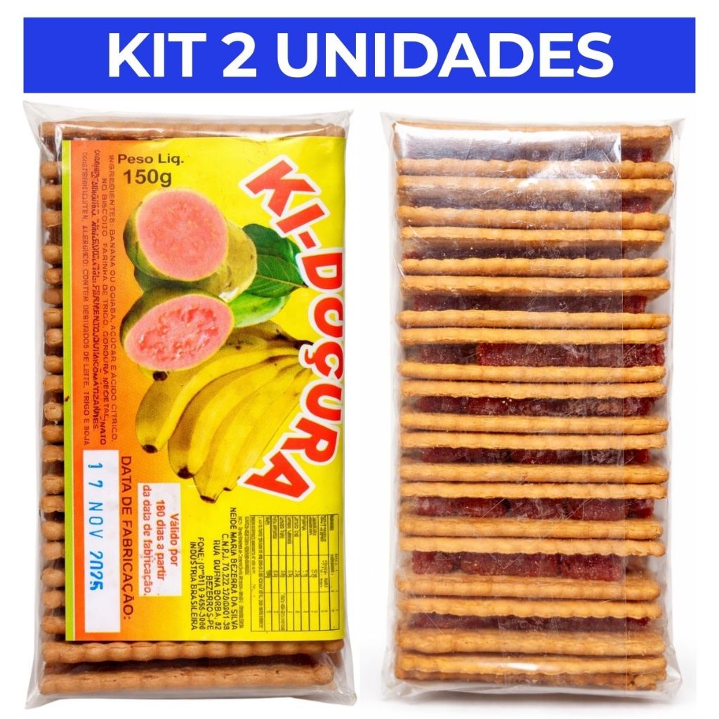 Kit 2 Biscoito Lanchinho com Goiaba 150g – 10 unid cada - Ki-Doçura | Pernambuco | Lanche Nordeste/Nordestino | Goiabada em Oferta na Shopee