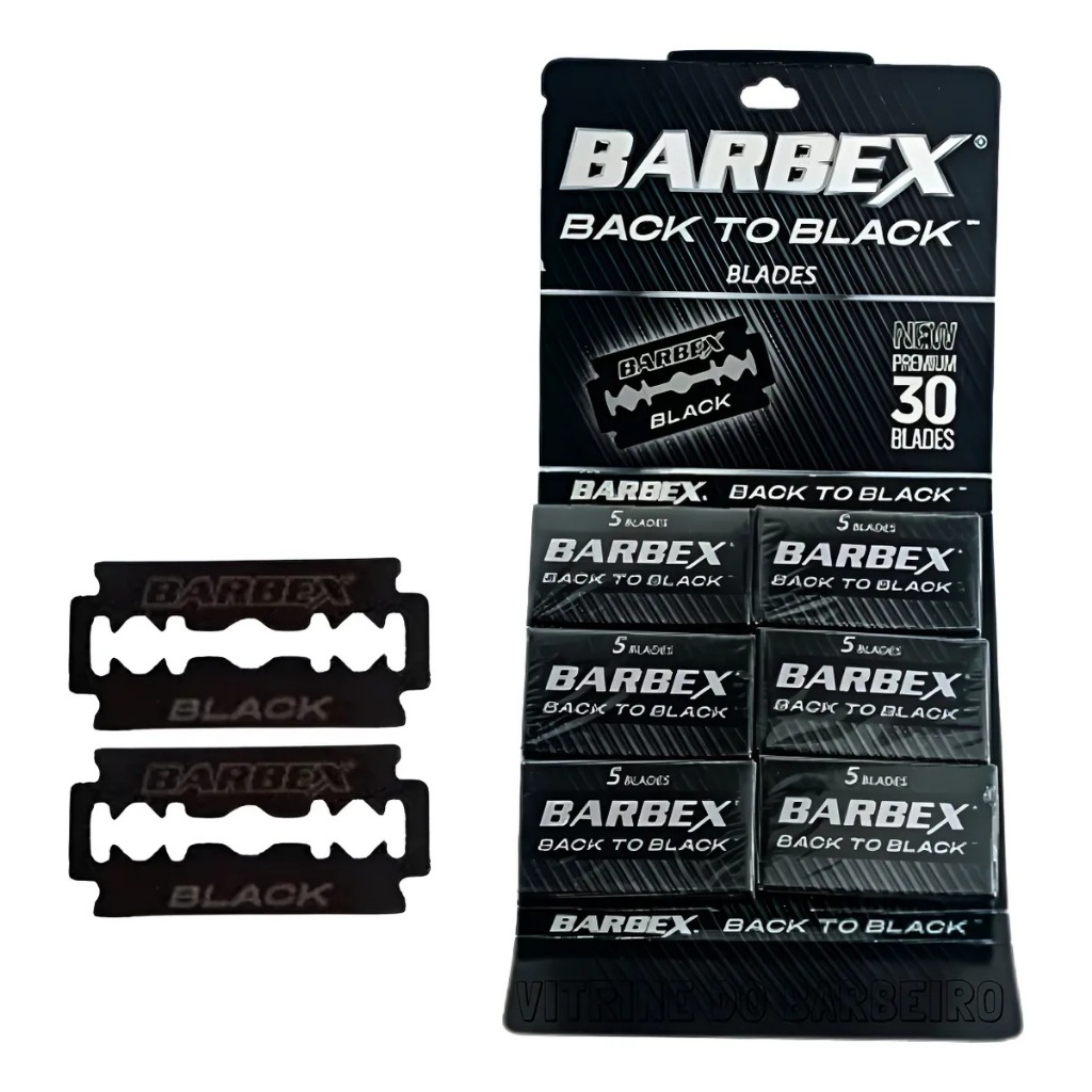 Cartela c/ 30 UN Lâmina Barbear Barbex Back to Black