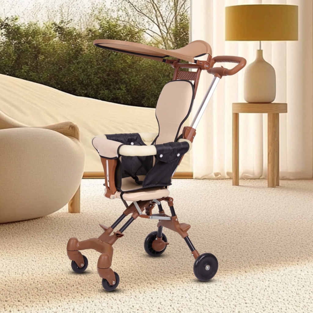 Carrinho de Bebê Leve Dobrável Portátil com Proteção Solar e Segurança Reforçada em Oferta na Shopee