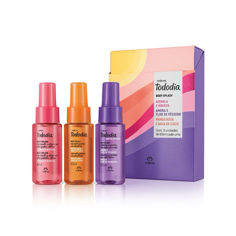 KIT NATURA TODO DIA BODY SPLASH 60ML | ACEROLA + MANGA ROSA + AMORA E FLOR DE PÊSSEGO | PRESENTE DIA DAS MÃES FEMININO