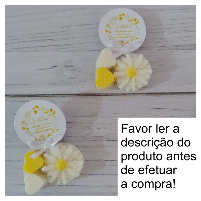 Lembrancinhas Sabonete Margarida + 2 Mini Corações - Margarida - Flor - Girassol