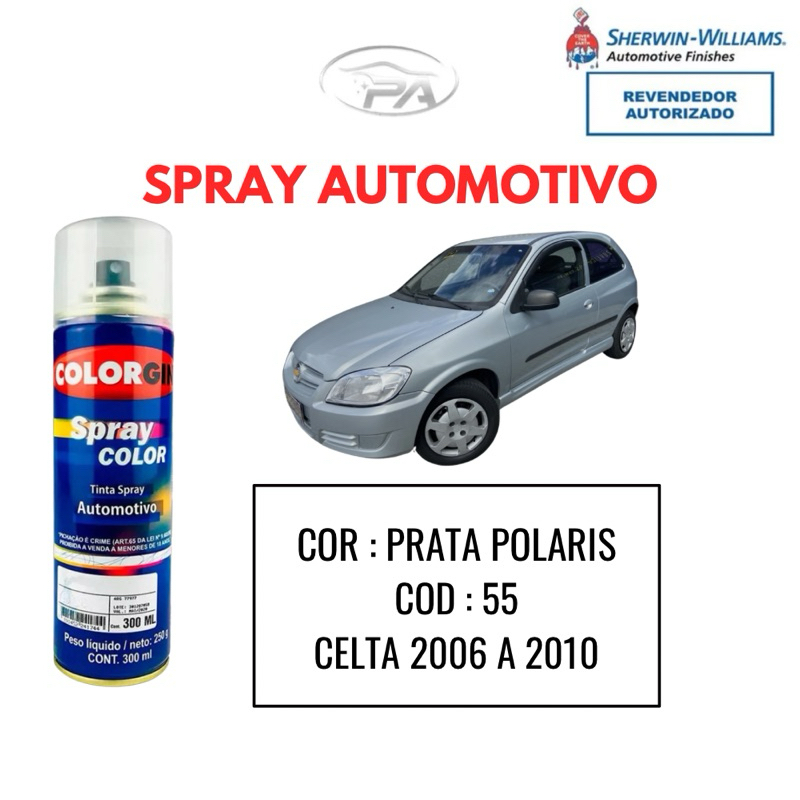 Tinta Spray Automotiva Prata Polaris Gm Celta Chevrolet 300ml Código 55