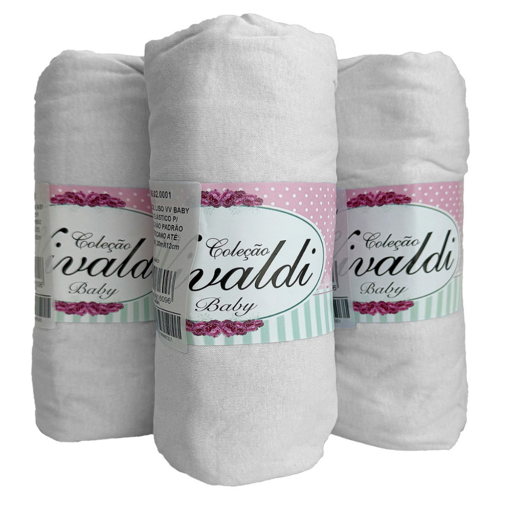 kIT 3 Lençol com Elastico Berço Americano Bebe Menino e Menina 100% Algodão Vivaldi