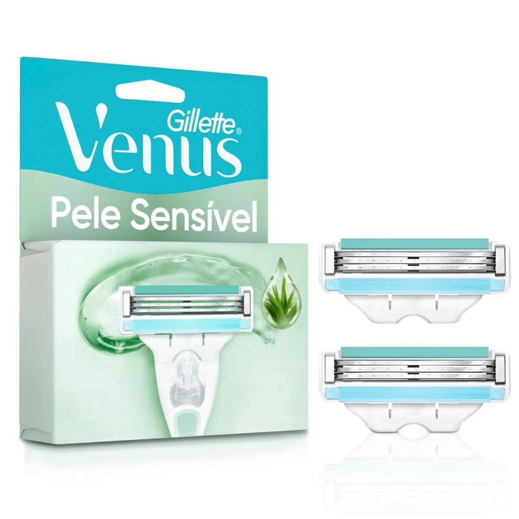 venus Carga para Aparelho de Depilar Gillette Pele Sensível (2 unidade) em Oferta na Shopee