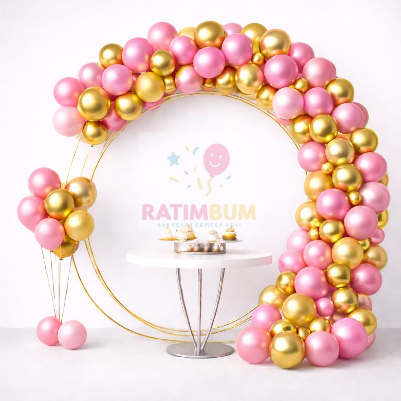 Kit 75 Balões Rosa Liso 7 Polegadas, Dourado Cromado 5 Polegadas Balão Festa Aniversário em Oferta na Shopee