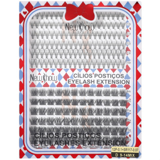 New Show Cílios extensão de Cilios Postiços -Tufos sem Nó-12P/SR117-0.07-D 9-14MIX em Oferta na Shopee