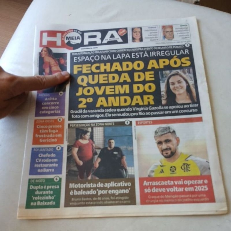 jornal meia hora anitta gaby amarantos preta Gil isabeli fontana lexa gretchen arrascaeta acidente na lapa