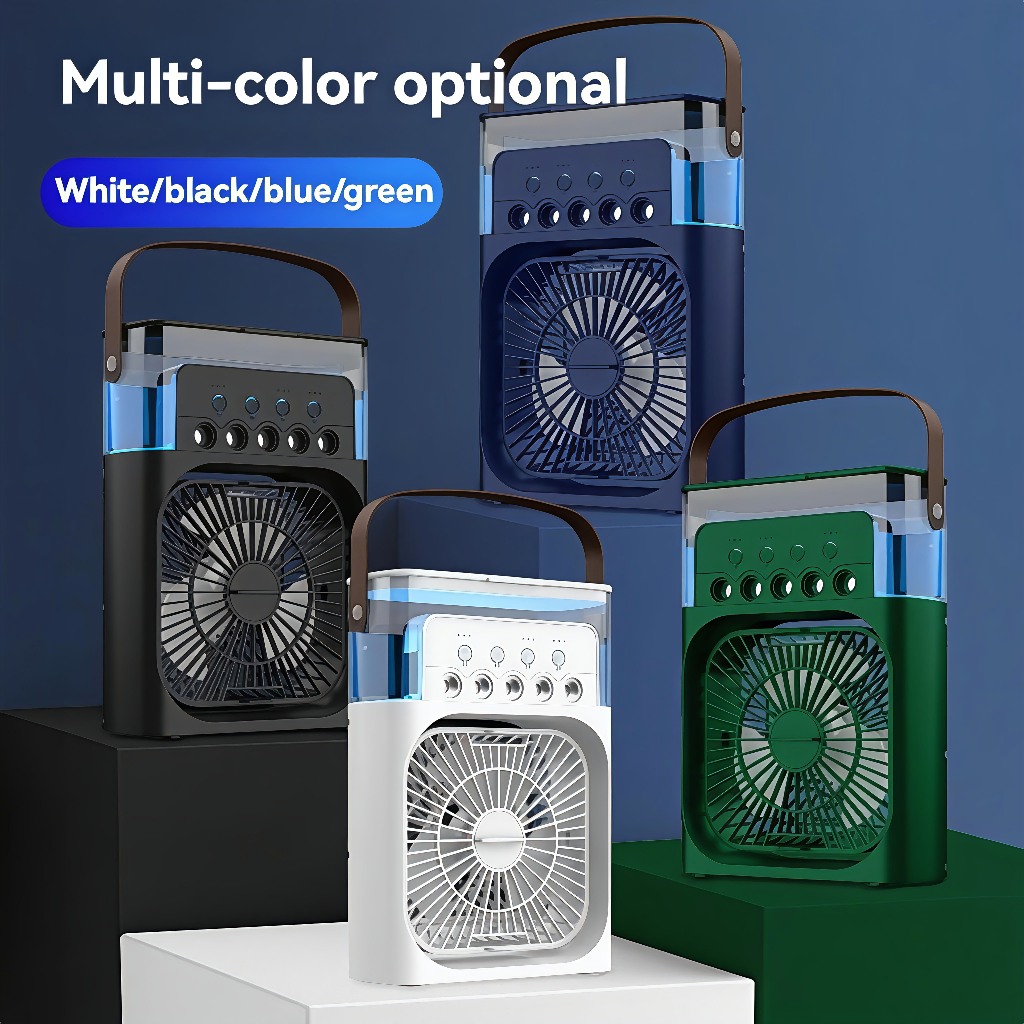 Mini Ar Condicionado Portátil 3 em 1 - Ventilador Umidificador LED · USB Type-C Silencioso Econômico