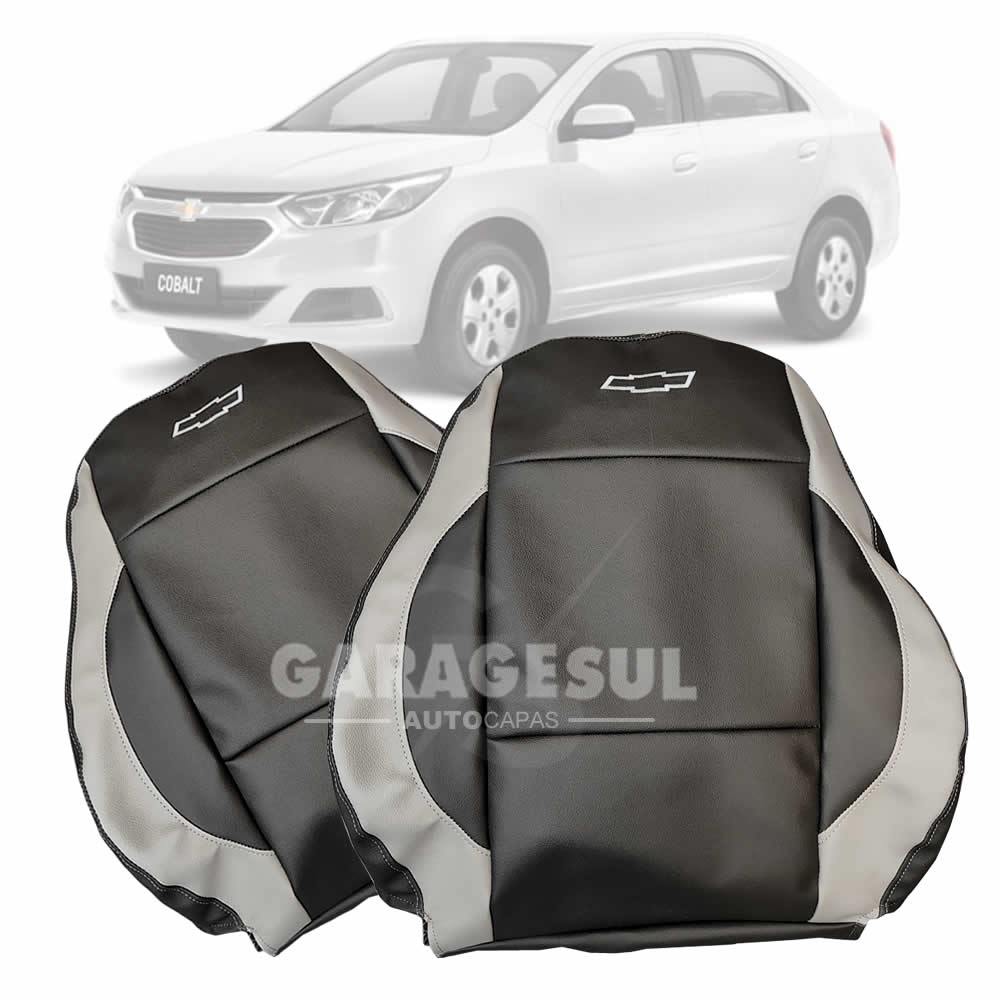 Capas de Bancos Automotivo Sport Em Couro Preto e Cinza Sob Medida Chevrolet Cobalt 2012 a 2020