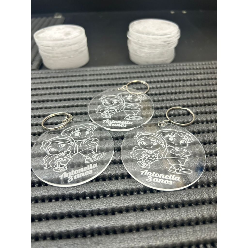 Kit Chaveiro - Personalizado para Brindes - Lembrancinha - Aniversário - Eventos - Em Acrílico Transparente ou Espelhado