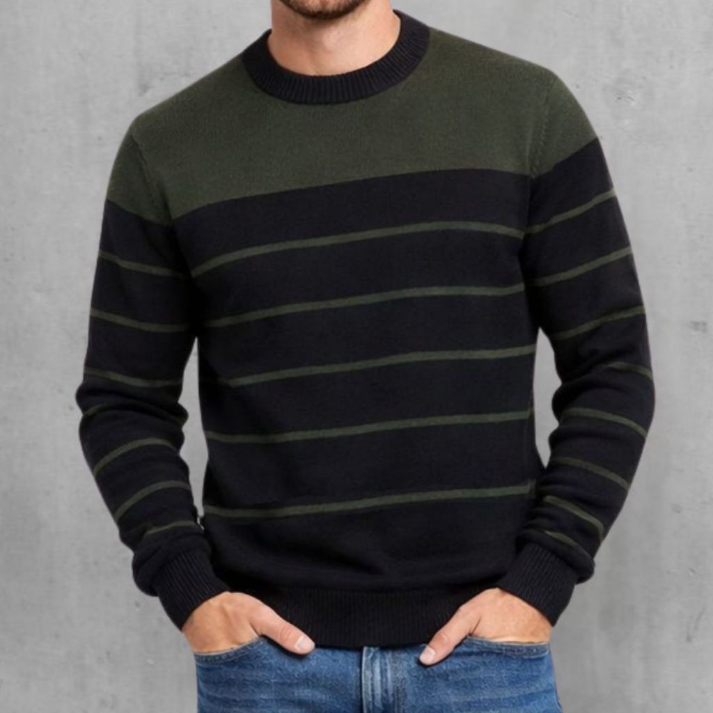 Blusa De Frio Maculina Sueter Tricô de Luxo com LIstras Fio premium Manga CompridaVeste M e G em Oferta na Shopee