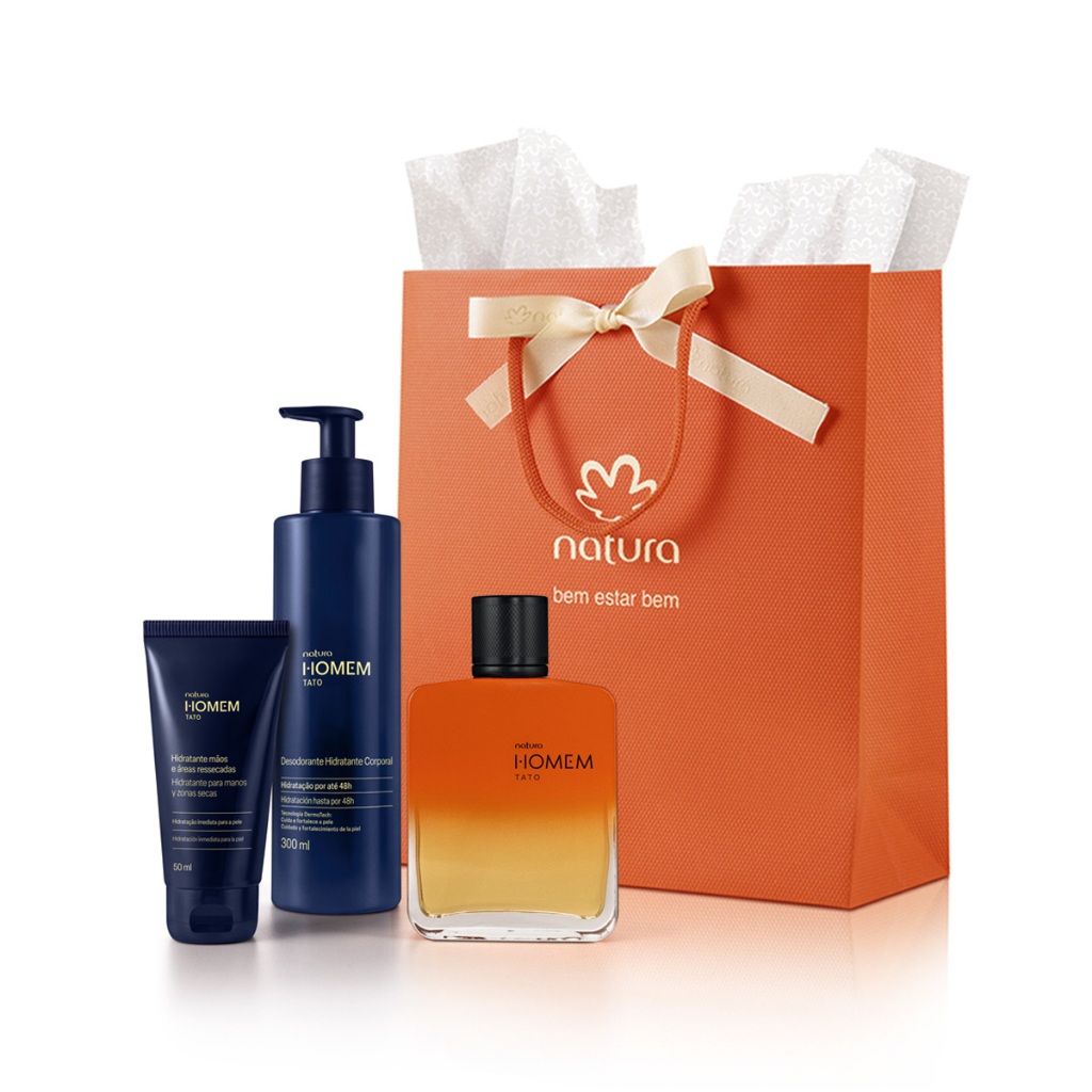 Natura Presente Natura Homem Tato (3 produtos) - Creme + Perfume + Creme Para As Mãos