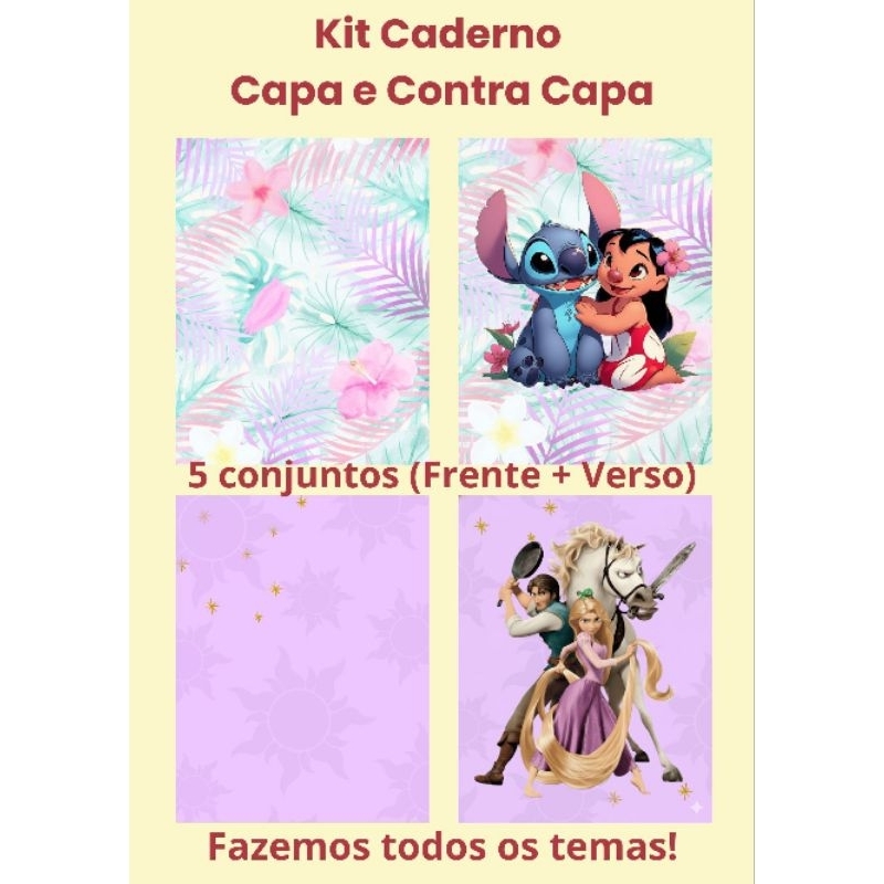 Adesivo Capa Caderno Kit 5 Capas Adesivas (Frente + Verso) Total de 10 folhas adesivas. Fazemos qualquer Tema! em Oferta na Shopee