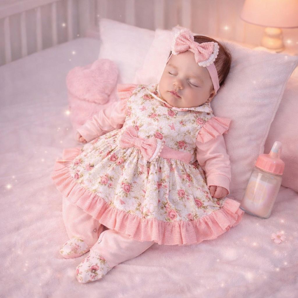 Saída Maternidade Menina RN Luxo 100% Algodão – Enxoval Completo para Recém-