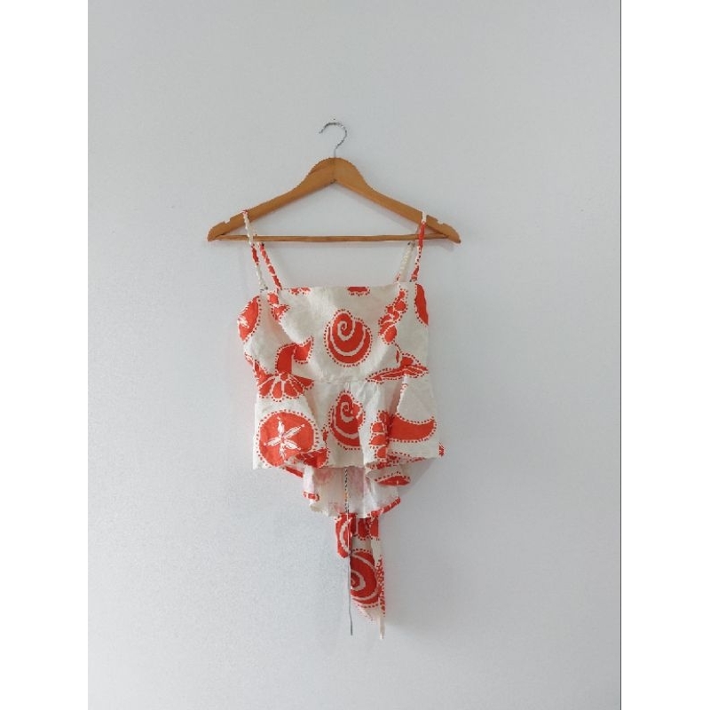 Blusa Céu de Concha Farm Off White Creme e Vermelha