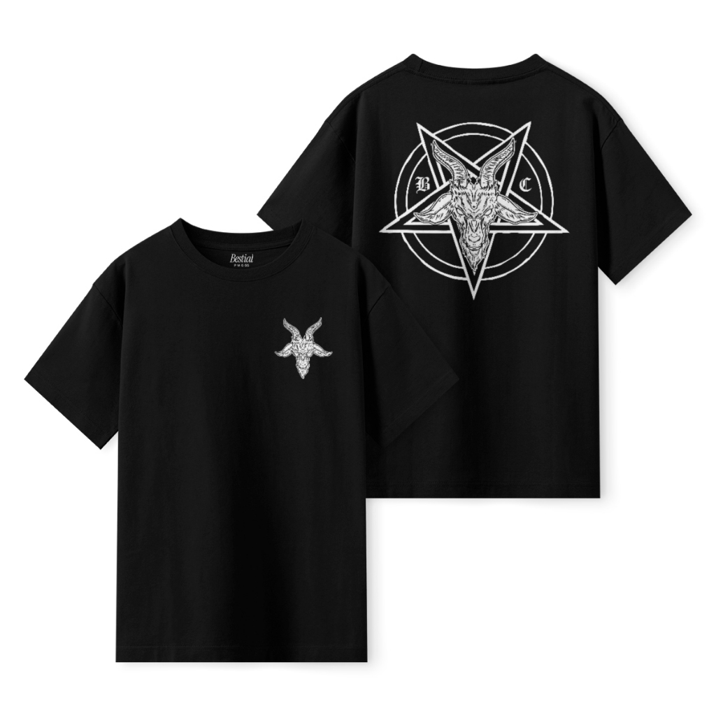 Camiseta Estampada Baphomet Estilo Streetwear Underground Bestial 100% Algodão Confortável em Oferta na Shopee