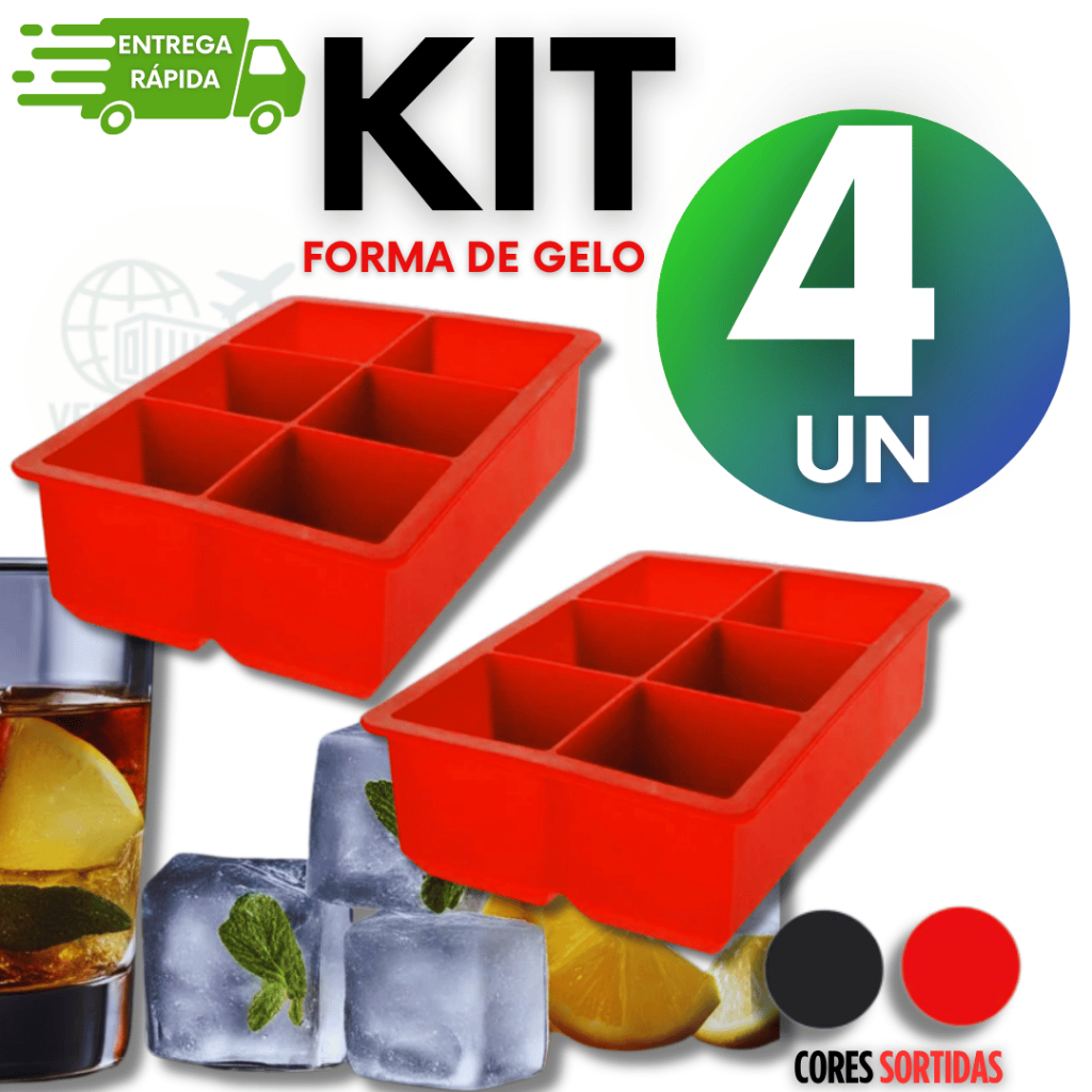 Guiana Forma de Gelo Grande 100% Silicone Com 6 Pedras Para Papinha Gelo Drinks e Bar Cozinha Casa