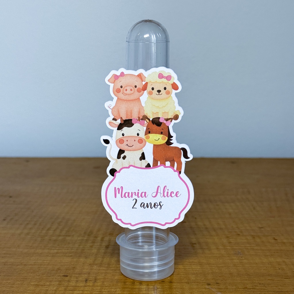 Kit Apliques para Tubete Personalizados FAZENDINHA ROSA Lembrancinha Festa Aniversário