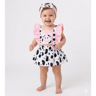 Romper Vaquinha Infantil - Roupinha Vaca Mesversario Fazenda Bebês em Oferta na Shopee