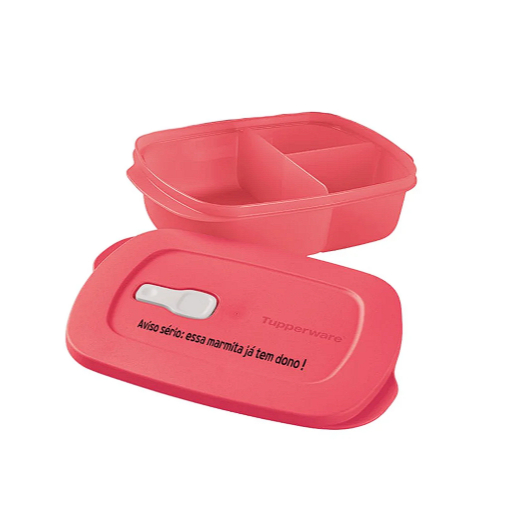 Tupperware Tigela Cristalwave Retangular com Divisórias Geração ll 1 litro Salmão