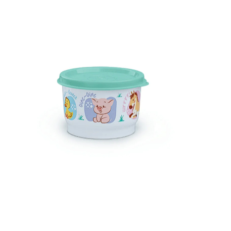 Tupperware Potinho Baby Fazendinha 140ml Branco e Verde