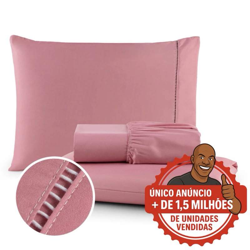 Jogo de Lençol Cama Casal Queen King Solteiro Berço 400 Fios Micropercal Com Fronha em Ponto Palito