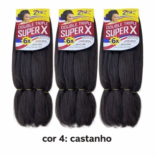Kit 3 Jumbo Braid Super X 6x – Cor 4 Castanho – Trança Box Braids em Oferta na Shopee