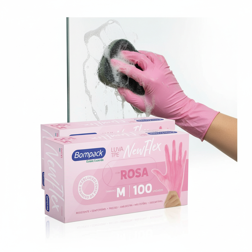 Luvas Rosa sem pó viniflex descartáveis salão barbearia jardinagem Kit Com 100 Ou 50