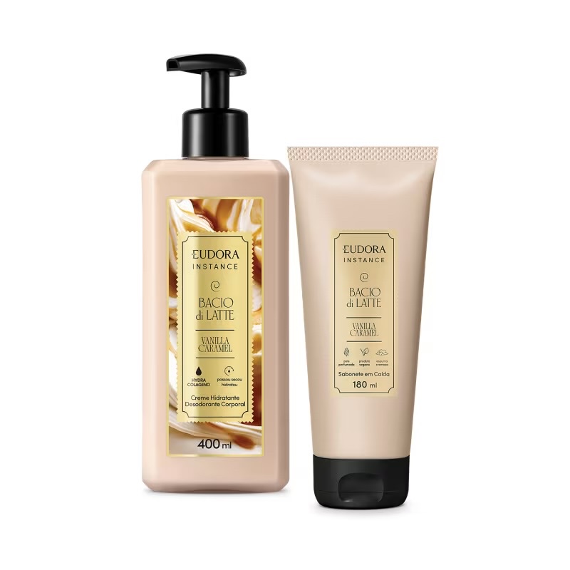 Kit nstance Vanilla Caramel: Creme Hidratante Desodorante Corporal 400ml + Sabonete em Calda Vanilla Caramel 180ml