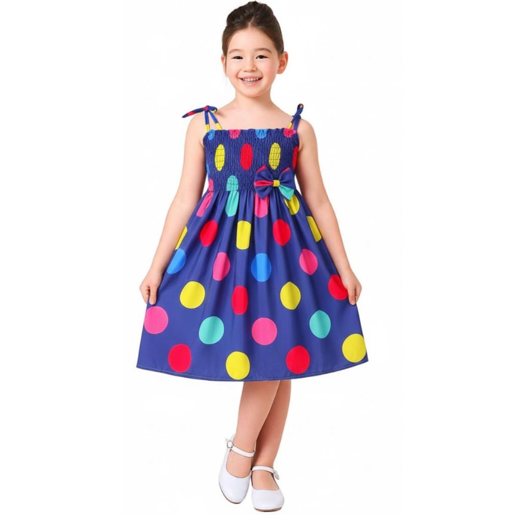 Vestido infantil estampa tema de bolinhas modelo ciganinha